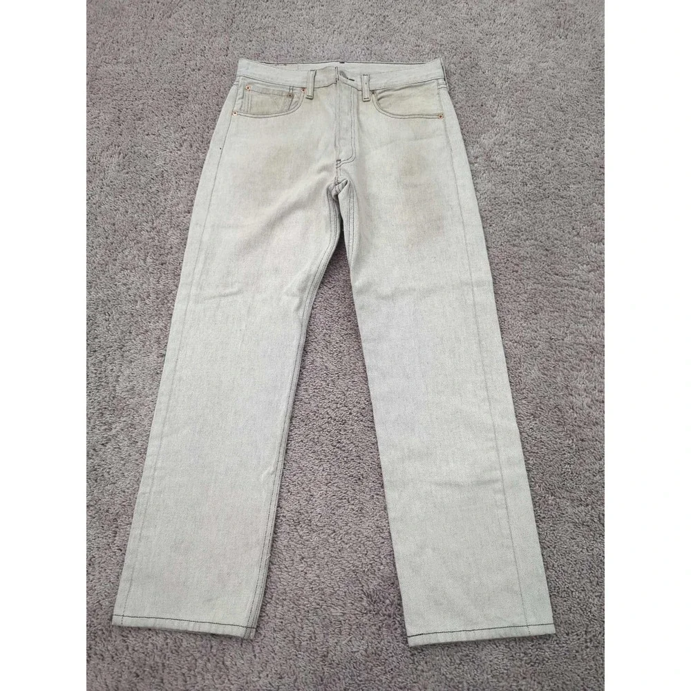 Vintage Levis 501 Jeans Mens 33x32 Washed Gray Olive Denim Y2K Button Fly‎